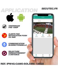 Caméra camouflage autonome solaire connexion 4G ou WiFi enregistrement HD 1080P détection PIR serveur cloud ou MicroSDHC 128 Go