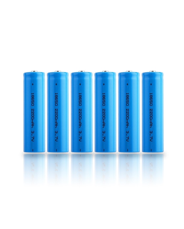 Pack de 6 batteries 3.7V rechargeable lithium-ion type 18650 capacité 2200 mAh basse température