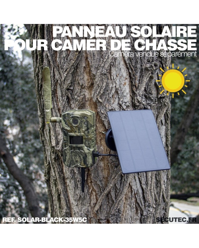 Panneau solaire 5W pour caméra de chasse connexion USB-C longueur 3 mètres