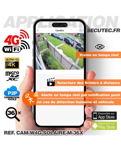Kit vidéosurveillance 24h sur 24h caméra 4G 4K pilotable solaire Zoom X36 autonome waterproof 128Go Kit vidéosurveillance 24h sur 24h caméra 4G 4K pilotable solaire Zoom X36 autonome waterproof 128Go