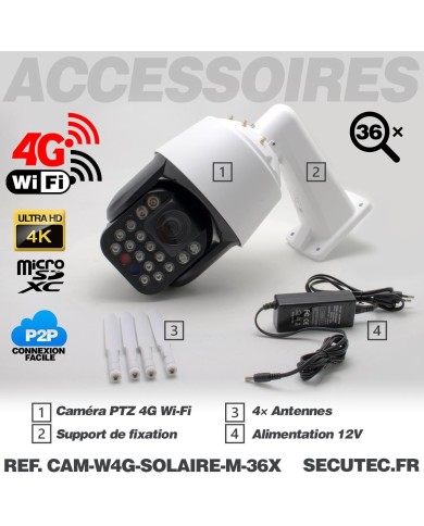 Kit vidéosurveillance 24h sur 24h caméra 4G 4K pilotable solaire Zoom X36 autonome waterproof 128Go Kit vidéosurveillance 24h sur 24h caméra 4G 4K pilotable solaire Zoom X36 autonome waterproof 128Go