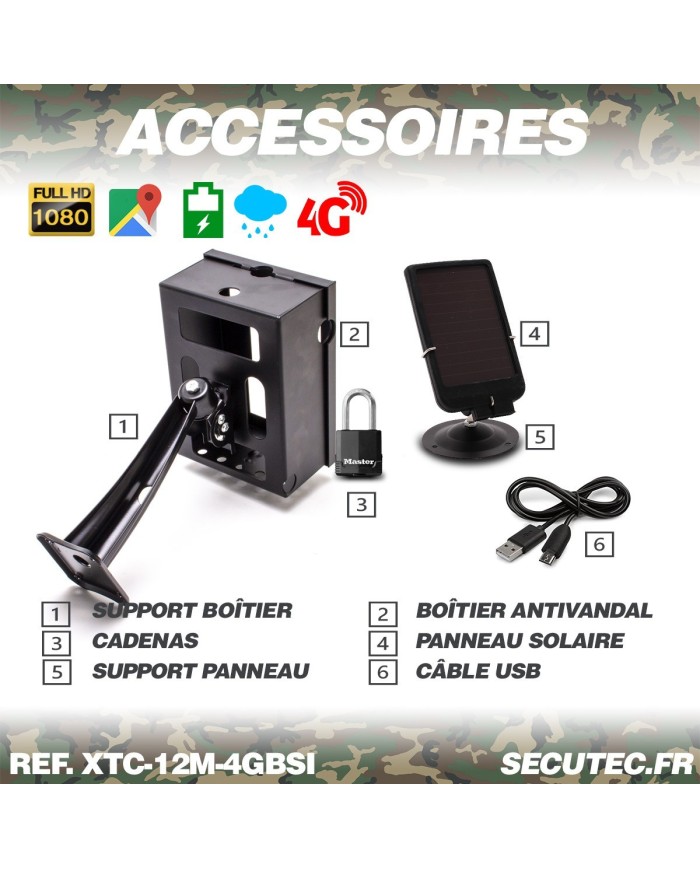 Caméra de chasse solaire box HD 1080P IR invisible GPS GSM 4G alerte