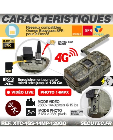 Caméra solaire de chasse 4G vidéo UHD 2K et photo 14 Mpx vision nocturne longue autonomie audio vidéo en direct détection de mou Caméra solaire de chasse 4G vidéo UHD 2K et photo 14 Mpx vision nocturne longue autonomie audio vidéo en direct détection de mou