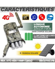Caméra solaire de chasse 4G vidéo UHD 2K et photo 14 Mpx vision nocturne longue autonomie audio vidéo en direct détection de mou Caméra solaire de chasse 4G vidéo UHD 2K et photo 14 Mpx vision nocturne longue autonomie audio vidéo en direct détection de mou