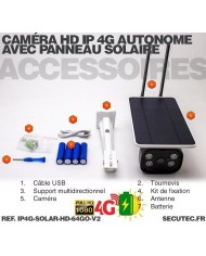 Caméra solaire IP GSM 4G HD 1080P, waterproof, Infrarouge, accès à distance via iPhone, Android et PC