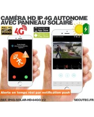 Caméra solaire IP GSM 4G HD 1080P, waterproof, Infrarouge, accès à distance via iPhone, Android et PC