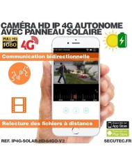 Caméra solaire IP GSM 4G HD 1080P, waterproof, Infrarouge, accès à distance via iPhone, Android et PC
