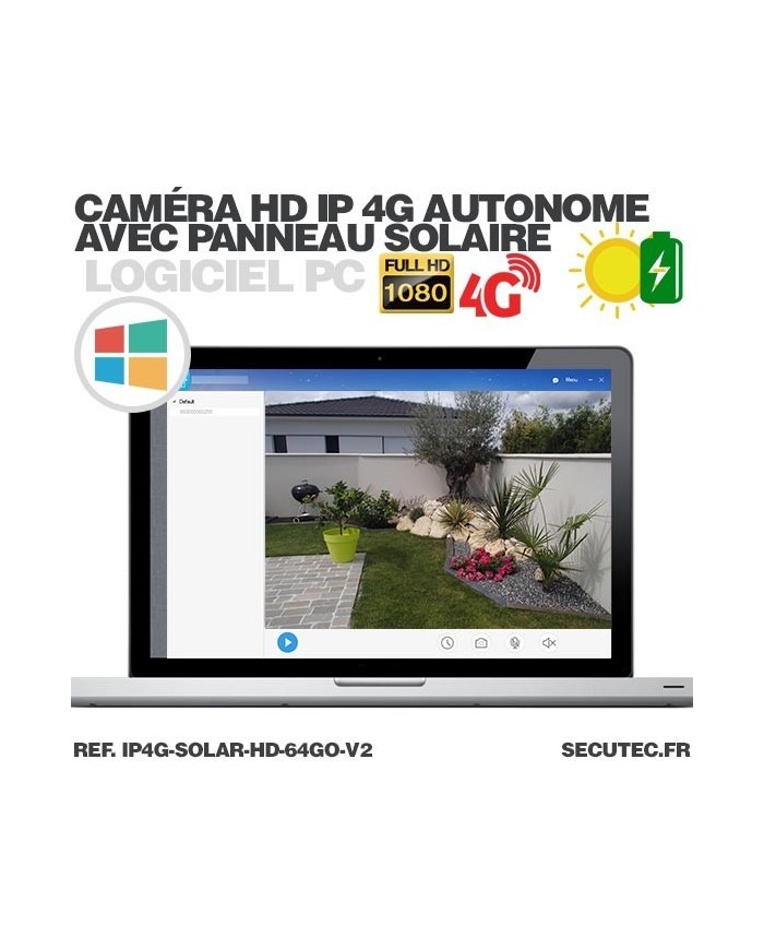 Caméra solaire IP GSM 4G HD 1080P, waterproof, Infrarouge, accès à distance via iPhone, Android et PC