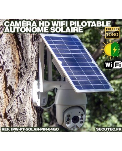 Caméra pilotable solaire IP Wifi HD 1080P waterproof Infrarouge accès à distance via iPhone Android 64 Go inclus Caméra pilotable solaire IP Wifi HD 1080P waterproof Infrarouge accès à distance via iPhone Android 64 Go inclus