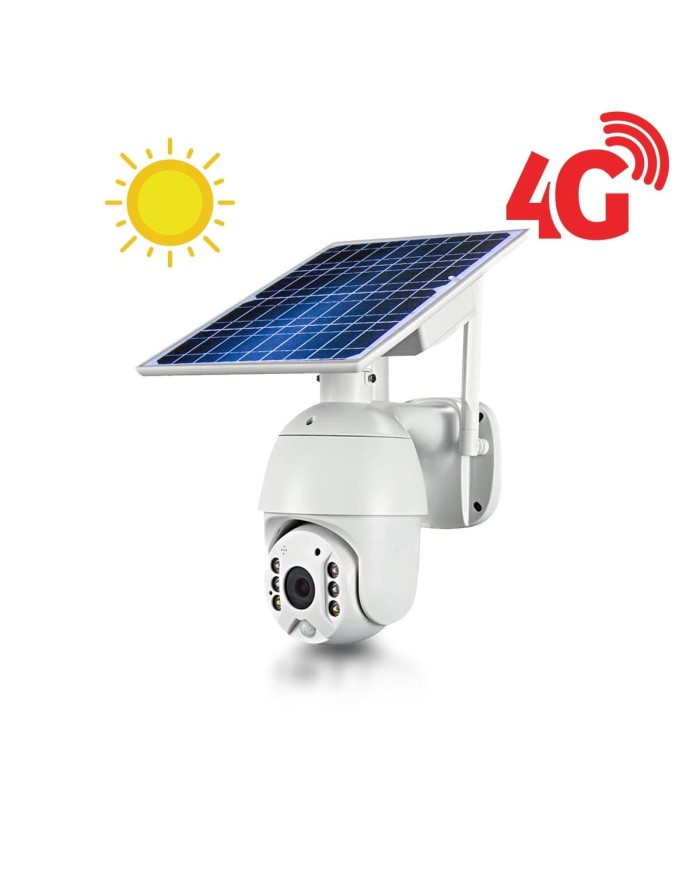 Caméra pilotable solaire IP GSM 4G HD 1080P waterproof Infrarouge accès à distance via iPhone Android 64 Go inclus