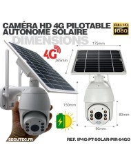 Caméra pilotable solaire IP GSM 4G HD 1080P waterproof Infrarouge accès à distance via iPhone Android 64 Go inclus