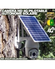 Caméra pilotable solaire IP GSM 4G HD 1080P waterproof Infrarouge accès à distance via iPhone Android 64 Go inclus