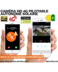 Caméra pilotable solaire IP GSM 4G HD 1080P waterproof Infrarouge accès à distance via iPhone Android 64 Go inclus