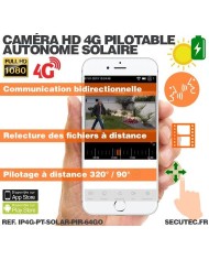 Caméra pilotable solaire IP GSM 4G HD 1080P waterproof Infrarouge accès à distance via iPhone Android 64 Go inclus