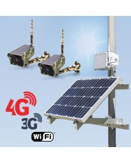 Kit vidéosurveillance 3G 4G autonome solaire avec 2 caméras camouflages solaires Wi-Fi HD 1080P