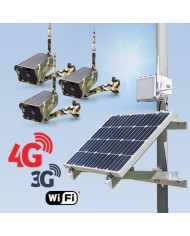 Kit vidéosurveillance 3G 4G autonome solaire avec 3 caméras camouflages solaires Wi-Fi HD 1080P