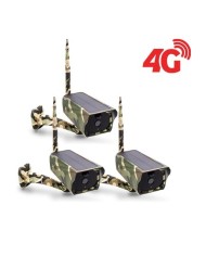 Kit 3 caméras camouflages solaires 3G 4G IP Wi-Fi extérieures HD 1080P, détecteur de mouvement PIR, vision nocturne et Notifi