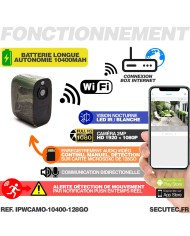 Smart caméra camouflage WIFI HD 1080P longue autonomie détection de mouvement et audio bidirectionnel sur carte micro SD 128GO