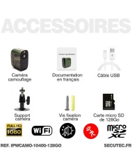 Smart caméra camouflage WIFI HD 1080P longue autonomie détection de mouvement et audio bidirectionnel sur carte micro SD 128GO