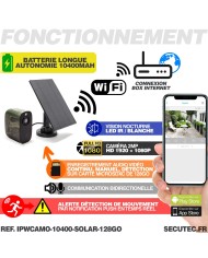 Smart caméra solaire camouflage alarme WIFI HD 1080P 128Go longue autonomie détection de mouvement et audio bidirectionnel