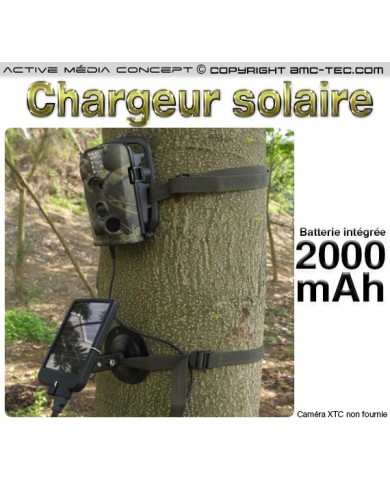 Chargeur solaire avec batterie interne 2000 mAH pour caméra XTC Chargeur solaire avec batterie interne 2000 mAH pour caméra XTC