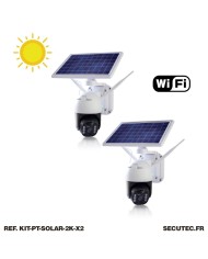 Deux caméras pilotables solaire IP WIFI Ultra HD 2K waterproof infrarouge détection humaine 128 Go