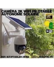 Deux caméras pilotables solaire IP WIFI Ultra HD 2K waterproof infrarouge détection humaine 128 Go