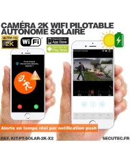 Deux caméras pilotables solaire IP WIFI Ultra HD 2K waterproof infrarouge détection humaine 128 Go