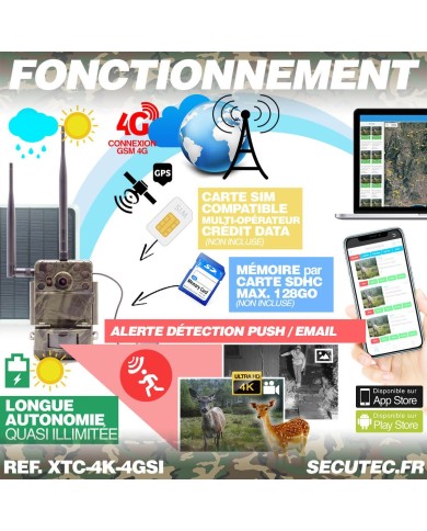 Caméra de chasse 4G UHD 4K IR invisible GPS avec panneau solaire Caméra de chasse 4G UHD 4K IR invisible GPS avec panneau solaire