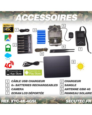 Caméra de chasse 4G UHD 4K IR invisible GPS avec panneau solaire Caméra de chasse 4G UHD 4K IR invisible GPS avec panneau solaire