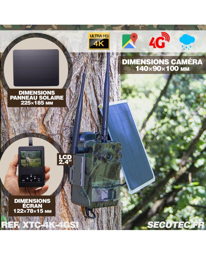 Caméra de chasse 4G UHD 4K IR invisible GPS avec panneau solaire Caméra de chasse 4G UHD 4K IR invisible GPS avec panneau solaire