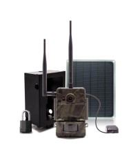 Caméra de chasse 4G Ultra HD 4K IR invisible GPS avec box anti-vandale et panneau solaire