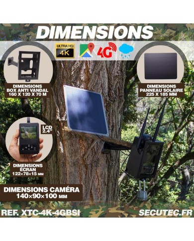 Caméra de chasse 4G Ultra HD 4K IR invisible GPS avec box anti-vandale et panneau solaire Caméra de chasse 4G Ultra HD 4K IR invisible GPS avec box anti-vandale et panneau solaire