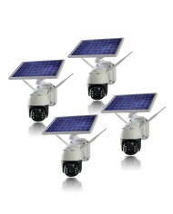 Kit 4 cameras pilotables solaire ip wifi UHD 2K waterproof infrarouge detection humaine acces a distance via iphone android
