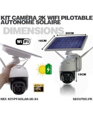 Kit 4 cameras pilotables solaire ip wifi UHD 2K waterproof infrarouge detection humaine acces a distance via iphone android