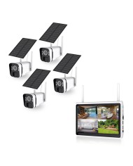Kit vidéosurveillance avec 4 caméras solaires HD Wifi et un écran LCD 10.1 récepteur enregistreur