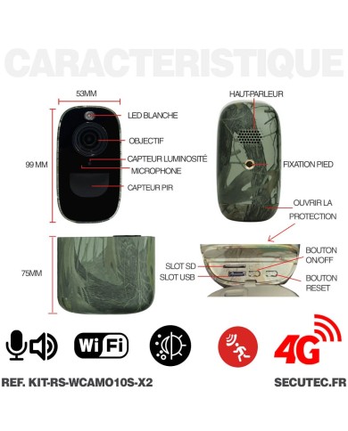 Kit de vidéosurveillance 3G 4G autonome solaire avec 2 caméras camouflages solaires WIFI très longue autonomie Kit de vidéosurveillance 3G 4G autonome solaire avec 2 caméras camouflages solaires WIFI très longue autonomie