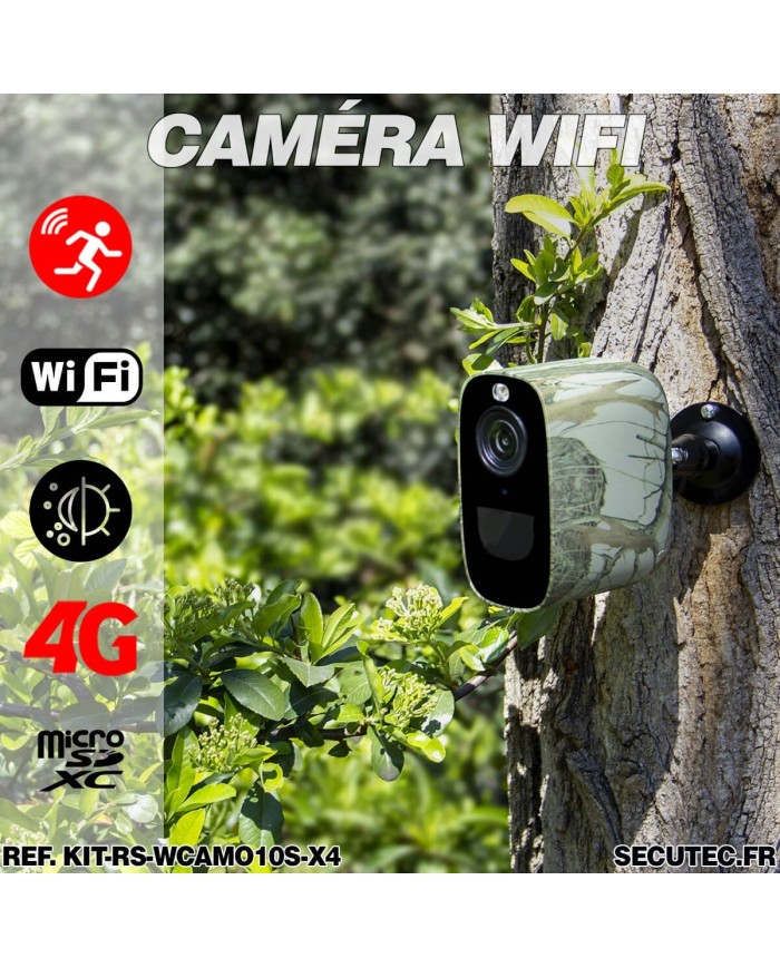 Kit de vidéosurveillance 3G 4G autonome solaire avec 4 caméras camouflages solaires WIFI très longue autonomie Kit de vidéosurveillance 3G 4G autonome solaire avec 4 caméras camouflages solaires WIFI très longue autonomie
