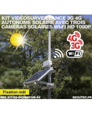 Kit de vidéosurveillance 3G 4G autonome solaire avec 4 caméras camouflages solaires WIFI très longue autonomie Kit de vidéosurveillance 3G 4G autonome solaire avec 4 caméras camouflages solaires WIFI très longue autonomie