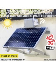 Kit de vidéosurveillance 3G 4G autonome solaire avec 4 caméras camouflages solaires WIFI très longue autonomie Kit de vidéosurveillance 3G 4G autonome solaire avec 4 caméras camouflages solaires WIFI très longue autonomie