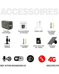 Kit de vidéosurveillance 3G 4G autonome solaire avec 2 caméras camouflages solaires WIFI ultra longue autonomie