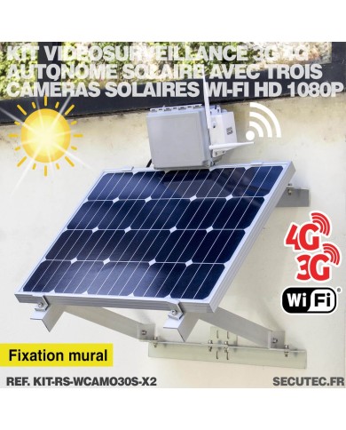 Kit de vidéosurveillance 3G 4G autonome solaire avec 2 caméras camouflages solaires WIFI ultra longue autonomie Kit de vidéosurveillance 3G 4G autonome solaire avec 2 caméras camouflages solaires WIFI ultra longue autonomie