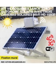 Kit de vidéosurveillance 3G 4G autonome solaire avec 3 caméras camouflages solaires WIFI ultra longue autonomie