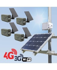 Kit de vidéosurveillance 3G 4G autonome solaire avec 4 caméras camouflages solaires WIFI ultra longue autonomie