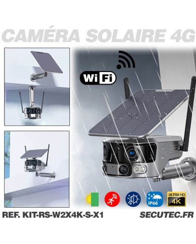 Kit vidéosurveillance 4G autonome solaire avec une camera solaire wifi ultra grand angle double objectifs UHD 4K 8MP sirène Kit vidéosurveillance 4G autonome solaire avec une camera solaire wifi ultra grand angle double objectifs UHD 4K 8MP sirène