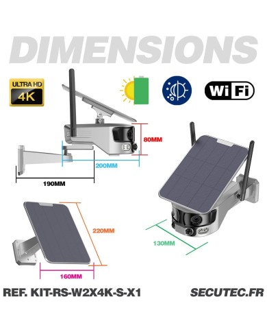 Kit vidéosurveillance 4G autonome solaire avec une camera solaire wifi ultra grand angle double objectifs UHD 4K 8MP sirène Kit vidéosurveillance 4G autonome solaire avec une camera solaire wifi ultra grand angle double objectifs UHD 4K 8MP sirène