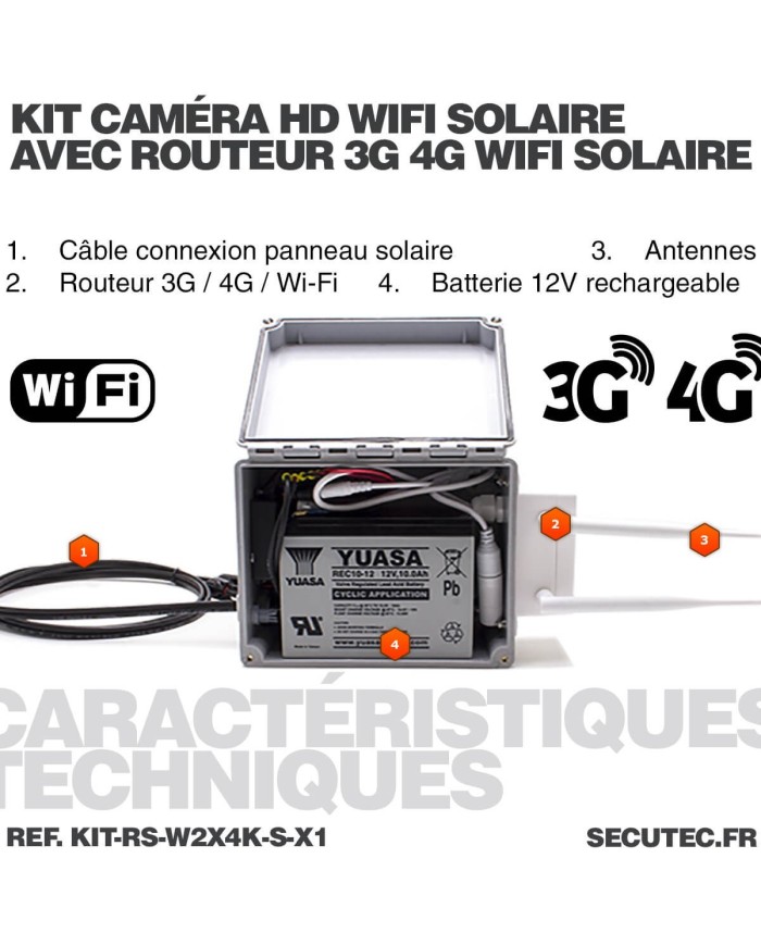 Kit vidéosurveillance 4G autonome solaire avec une camera solaire wifi ultra grand angle double objectifs UHD 4K 8MP sirène