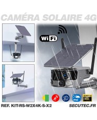 Kit vidéosurveillance 4G autonome solaire avec deux cameras solaire wifi ultra grand angle double objectif UHD 8MP 4K