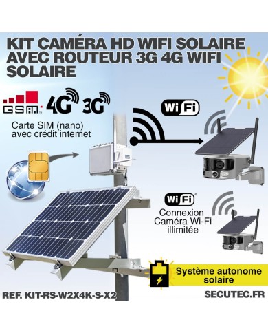 Kit vidéosurveillance 4G autonome solaire avec deux cameras solaire wifi ultra grand angle double objectif UHD 8MP 4K Kit vidéosurveillance 4G autonome solaire avec deux cameras solaire wifi ultra grand angle double objectif UHD 8MP 4K