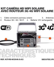 Kit vidéosurveillance 4G autonome solaire avec deux cameras solaire wifi ultra grand angle double objectif UHD 8MP 4K